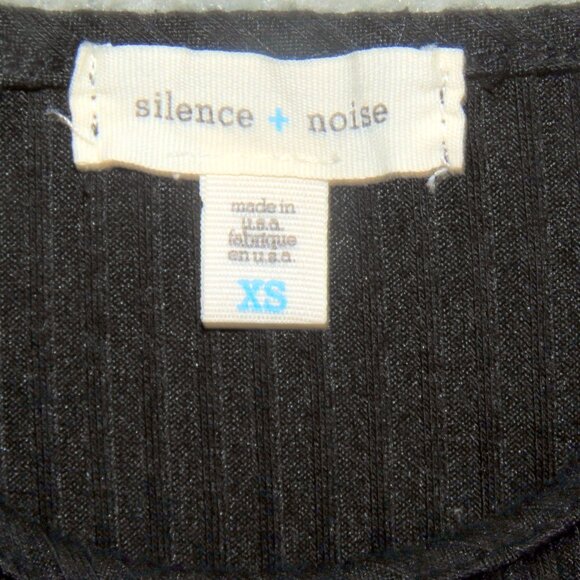 Silence + Noise XS Black Ribbed Sleeveless Scoop Neck Bodycon Midi Dress w/Slit - Picture 6 of 15